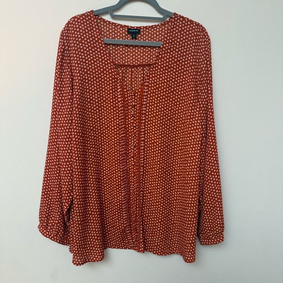 Torrid Orange Polka Dot Blouse - Picture 3 of 11